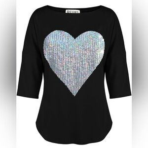 Black Sequin Heart Women's Top